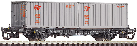 Container wagon loaded with two 20’ SZD containers<br /><a href='images/pictures/Roco/37503.jpg' target='_blank'>Full size image</a>
